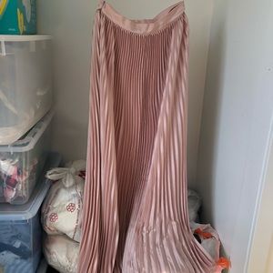 Silky Blush Pleated Maxi Skirt
